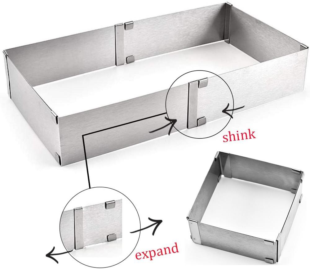 New Stainless Steel Adjustable Square Pastry Mousse Dessert Cake Mold Baking Tool Cake Decorating Tools Convenience Kitchen