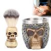 Men's Beard Shaving Set Stainless Steel Shaving Bowl Skeleton Head Beard Brush Kit