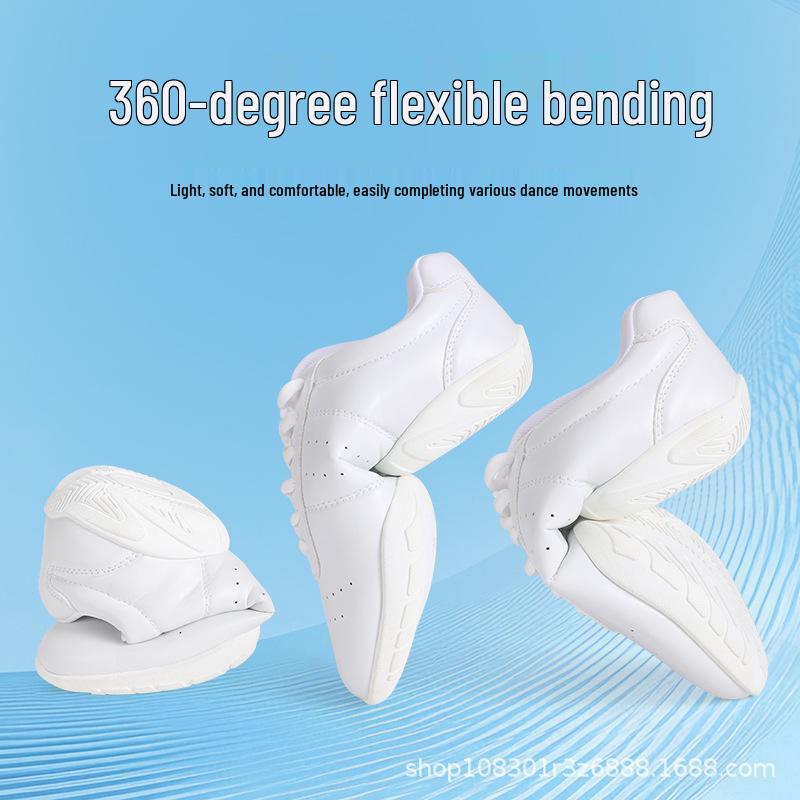 Women's White Lace-up Dance & Cheerleading Shoes – Soft Sole for Gymnastics & Fitness