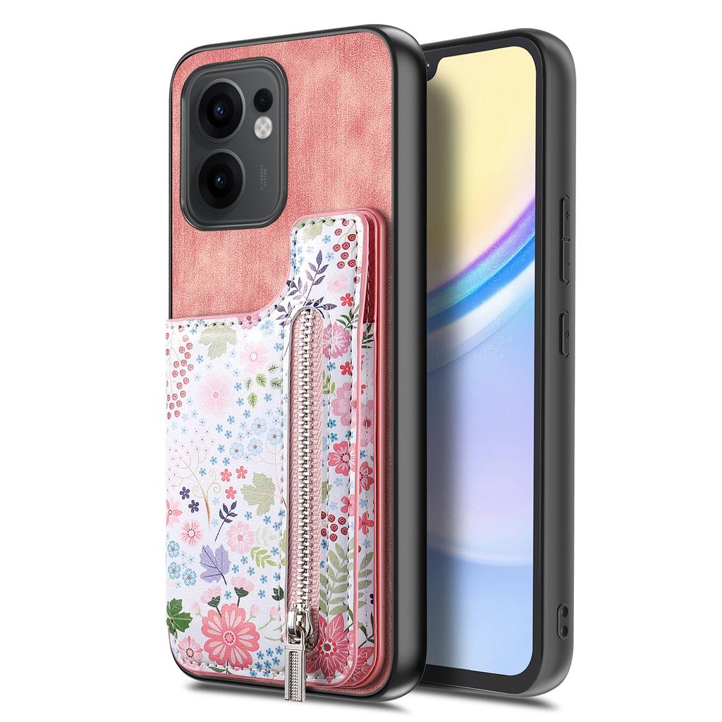 Für Oppo Reno13 F 5G Leder Handyhülle mit RFID-Blockierung Reißverschluss Kartenfach Ständer