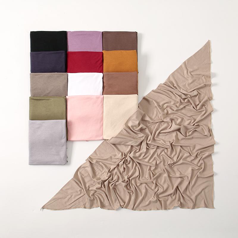 Plain Triangle Scarf Solid Modal Jersey Hijab Elasticity Muslim Shawls Scarf Shawls Soft Cotton Islam Wraps Headscarf
