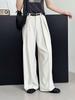 Modische plissierte Hose mit weitem Bein für Damen, hohe Taille, gerade, locker, Anzughose, weiblich, Frühling 2026