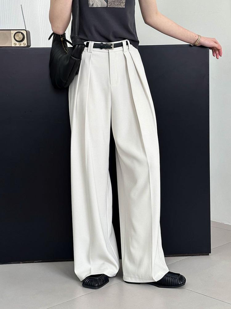 Modische plissierte Hose mit weitem Bein für Damen, hohe Taille, gerade, locker, Anzughose, weiblich, Frühling 2026