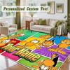 Crystal Velvet Square Rug Custom NameGarfield Pattern Non Slip Home Floor Decor Rug