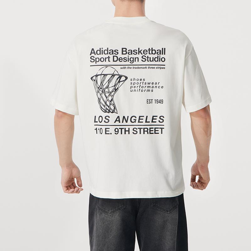 Men's Adidas T-Shirts Men's White Crew Neck Moderate Straight Fit