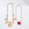 Gold Tone Alloy Pendant Necklace Set With Sun Moon Heart Charms Imitation Pearl Layered Cross Chain Women Beach Style