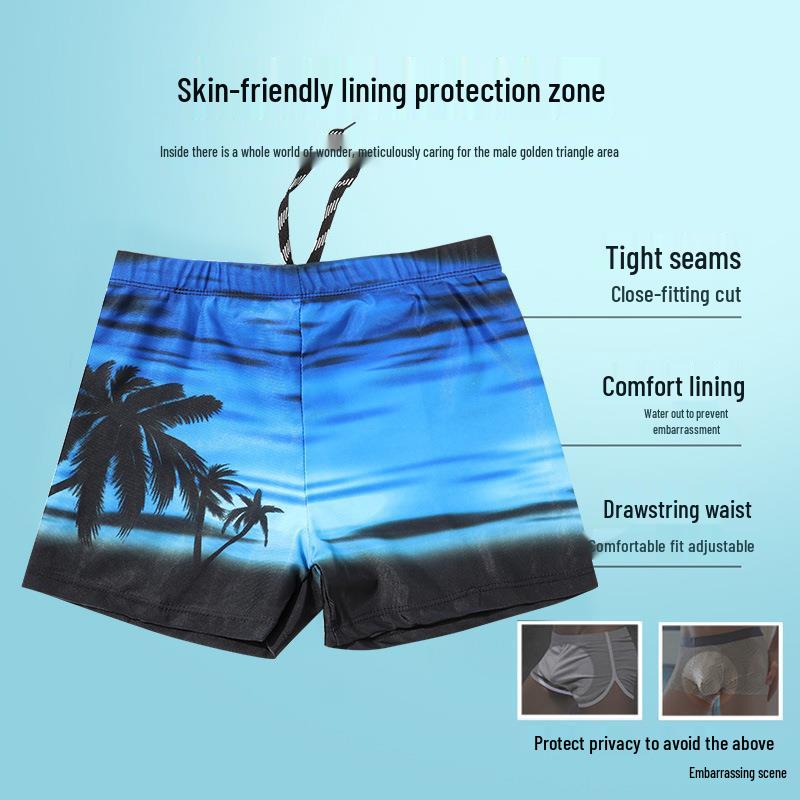 Men's Trendy Quick-Dry Breathable Swim Trunks with No Drawstring for Comfort