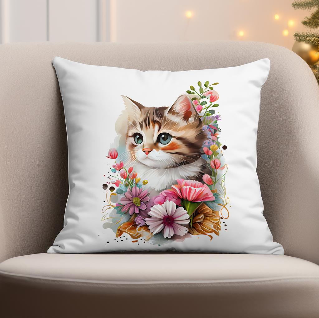 Cute Kitten Printed Watercolor Pillowcase Home Living Room Sofa Cushion Pillowcase