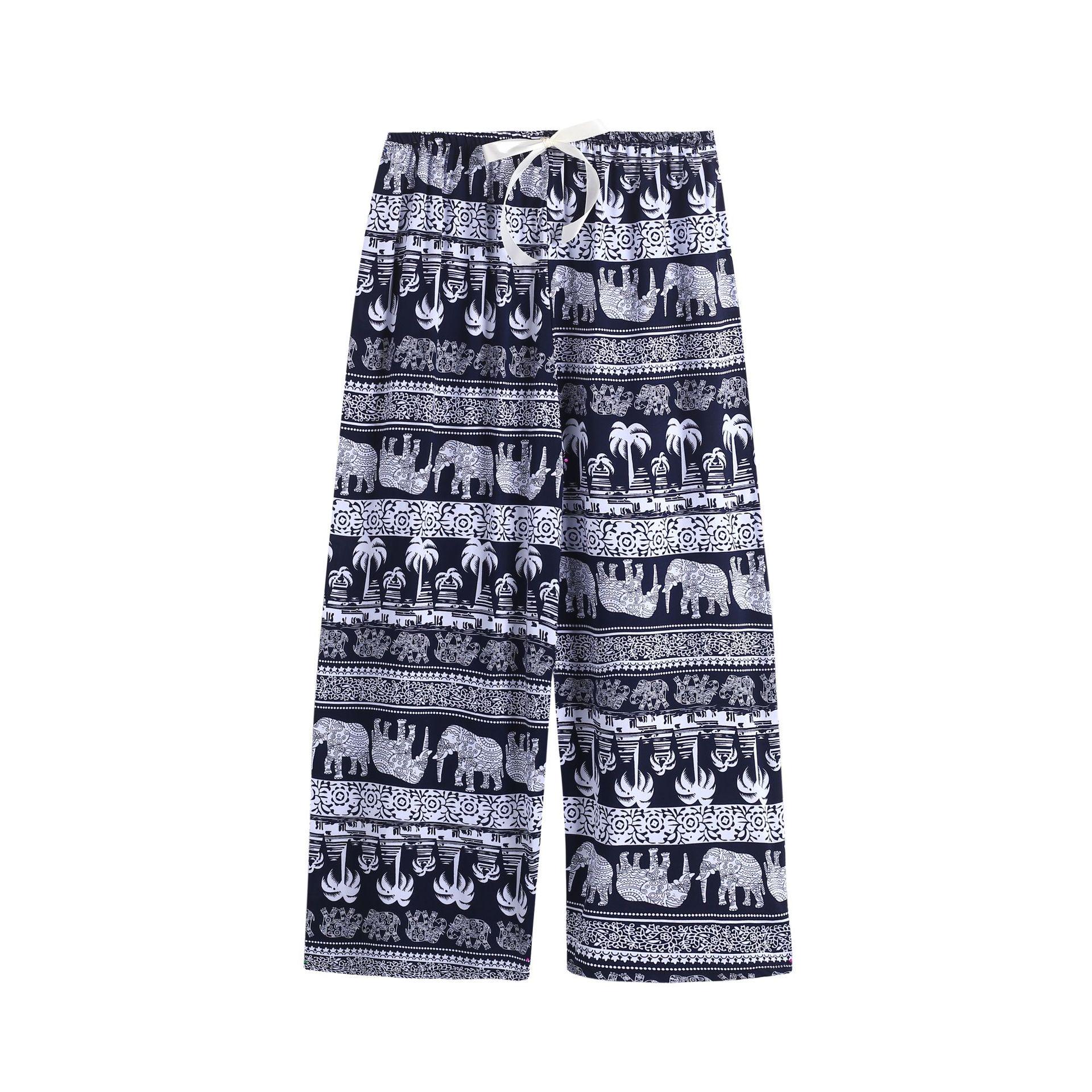 

Women s Cotton Silk Printed Pajama Pants: Thin, Breathable, Cool, Wide-Leg, Plus Size, Suitable for Home or Outdoor Wear. One Size (Recommended 80-150 kg)