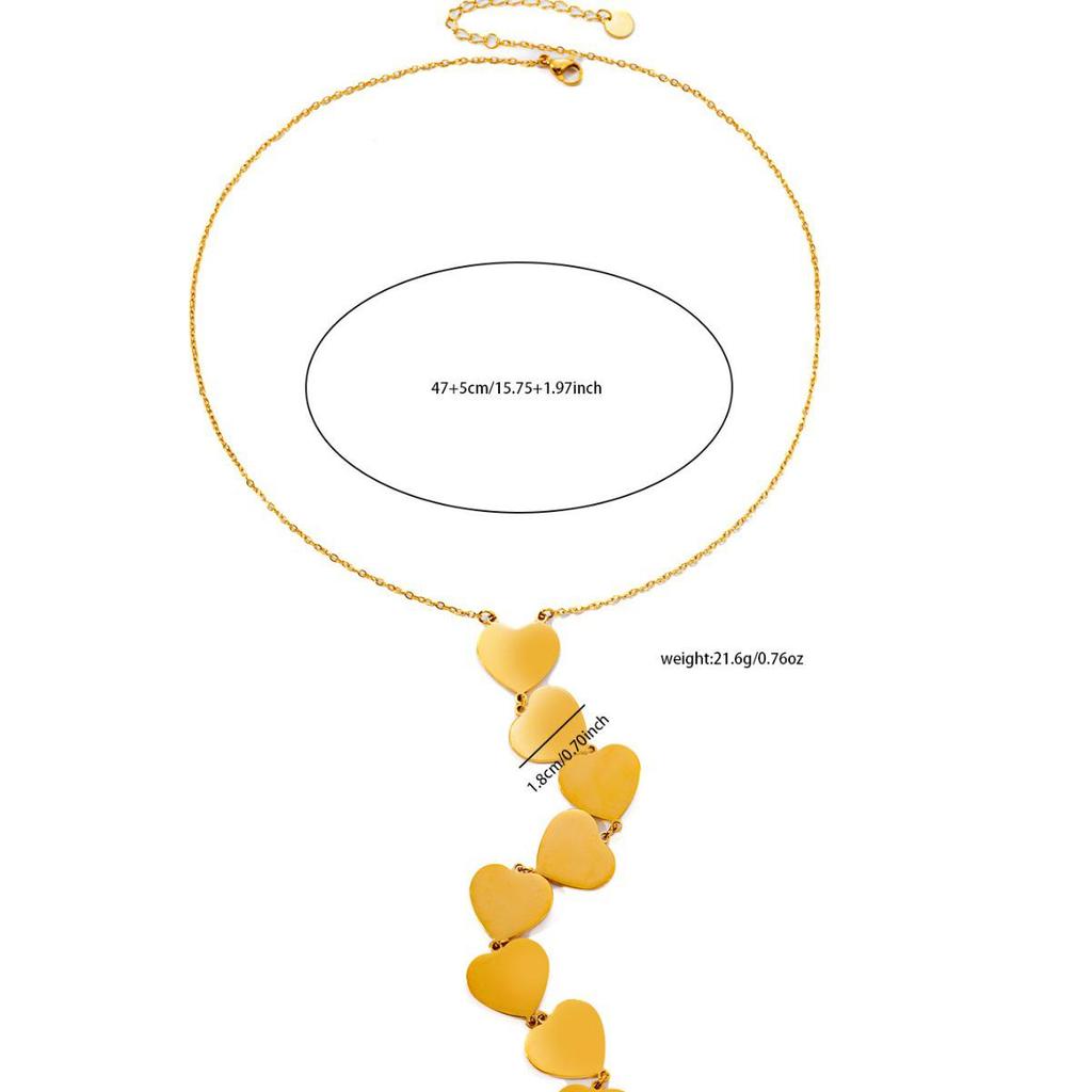 Gold-Plated Heart Pendant Stainless Steel Necklace for Women
