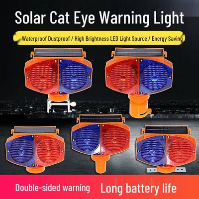 LED Solar Red/Blue Flashing Warning Light for Road Construction and Traffic Barriers