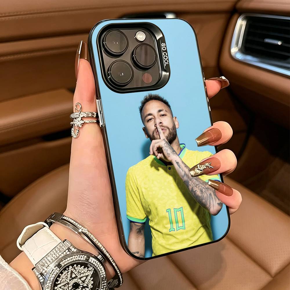 Capa de Celular de Futebol 10-N-Neymar Para iPhone 17,16,15,14,13,12,11 Plus Pro Max Capa de Celular Colorida Prateada