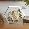 2D Flat 1 Elegant Fairy Flower Wreath Acrylic Decoration with Flower and Wing Details, Hanging Fun, Suitable for Multi-purpose Traditional St