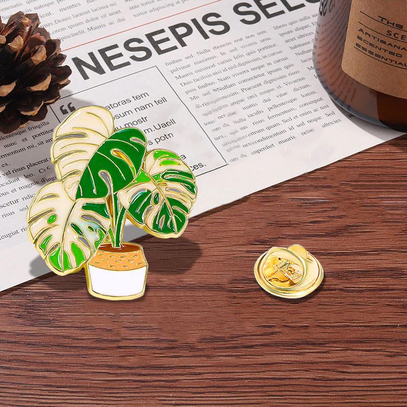 Green Flower Plant Enamel Pins Metal Brooches Decor For Backpacks Badge Jewelry Jeans Label Accessories Diy Gift