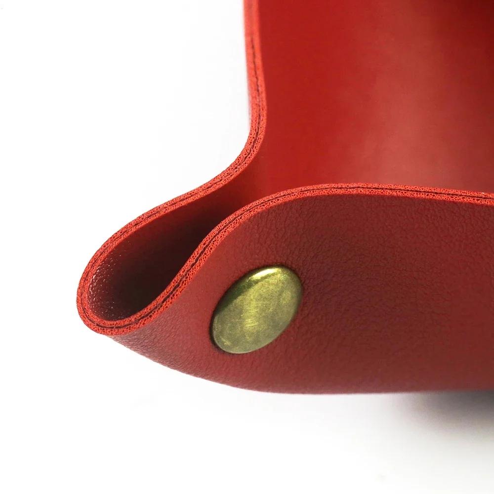 1PC 20cm/7.87inch PU Leather Tray Jewelry Tray Glossy Leather Desk Organizer Leather Tray for Jewelry/Key/Coin/dice Etc.