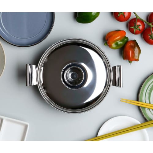 Shimomura Kihan Small Tabletop Pot, 18cm, Made In Japan, Gas/IH Compatible, Dishwasher Safe, Serves 1-2 People, Unbreakable, Lightweight, Rust-Resista