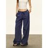 American Retro Thin Blue Plaid Casual Pants Women's Summer New Low-rise Loose Wide-leg Pants