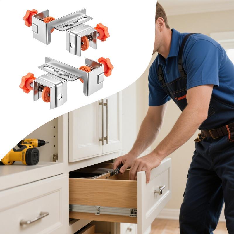 Drawer Face Clamp 2X Drawer Panel Clamps Adjustable Stainless Steel Mounting Jig For Carpentry Furniture Assembly Workshop