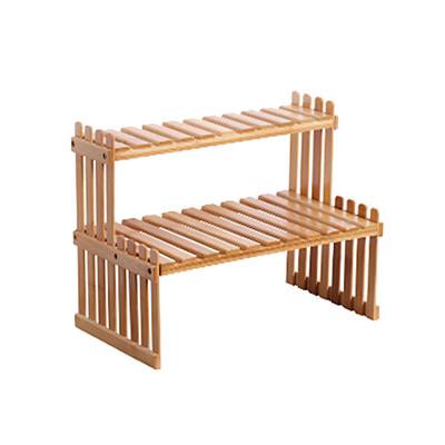 Countertop Bamboo Plant Shelf Bamboo Flower Pot Stand Balcony Flower Rack Cabinet Organizer Multi Function DIY Desktop