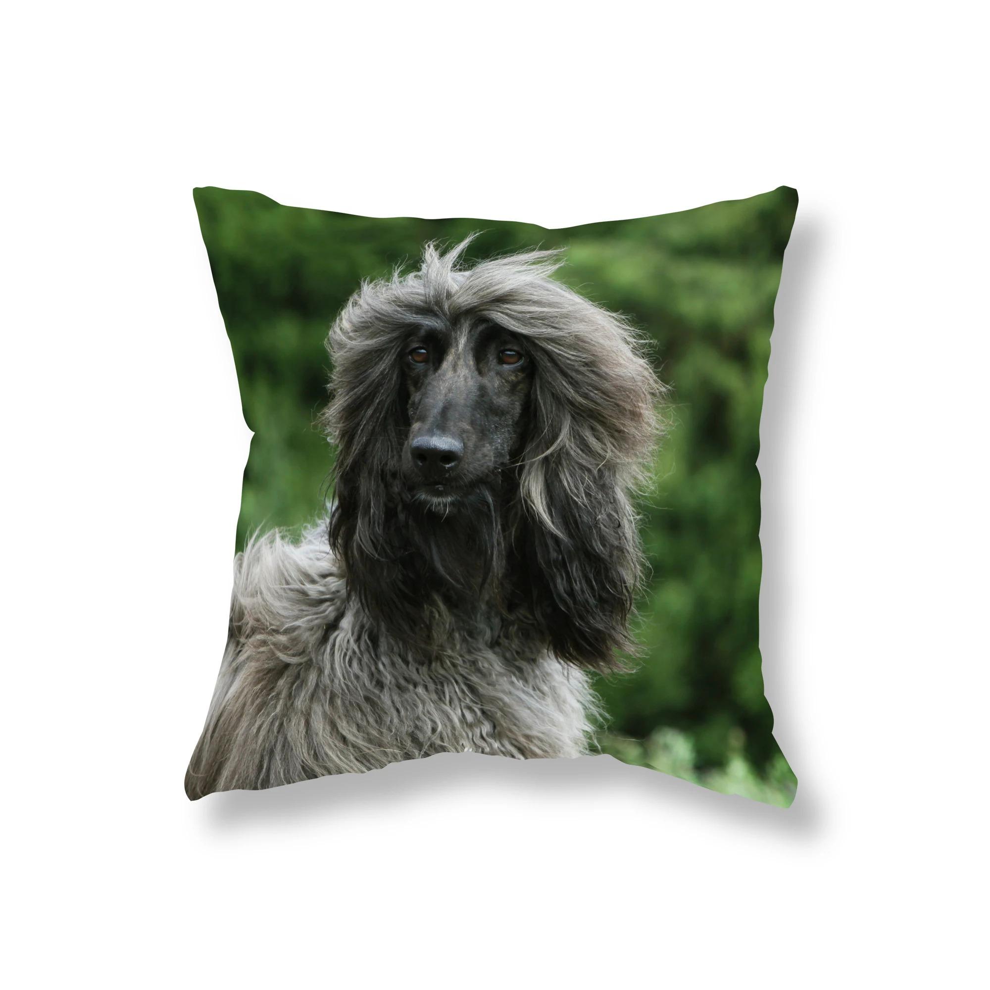 

Чехол на подушку для дивана для гостиной, роскошное украшение для дома, наволочка, чехол для подушки с изображением афганской борзой, щенка, льва, животного 40x40cm