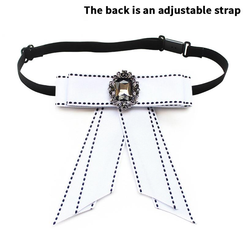Korean Women'S Bow Tie Brooch Black Rhinestone Pearl Shirt Collar Pins Fashion Bowknot Bowtie Ribbon Wedding Party Necktie