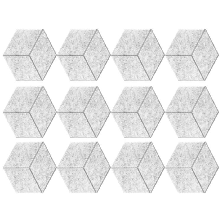 

12PCS Sound Absorbing Wall Panels Polyester Texture Hexagonal Soundproof Foam Panels for Bedroom Music Room Decorations срібло сірий колір
