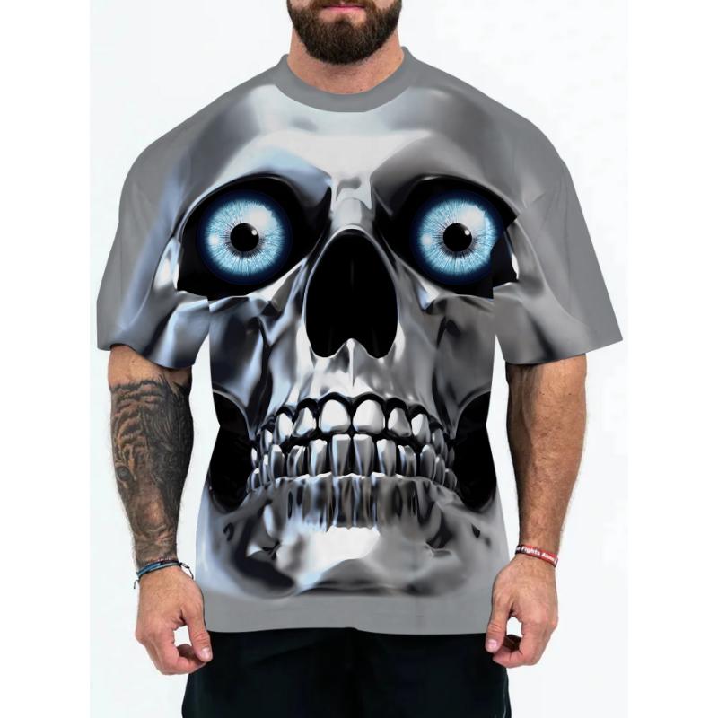 T-shirt Casual à Manches Courtes et Col Rond pour Homme - Impression Couleur 3D - Mode Casual
