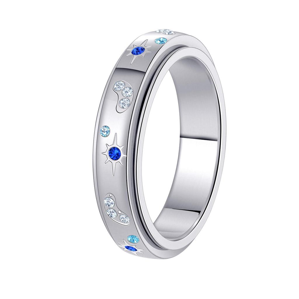 European & American Style Women's Diamond Design Stainless Steel Ring Bracelet Set - Light Luxury, Four-Piece Collection.
