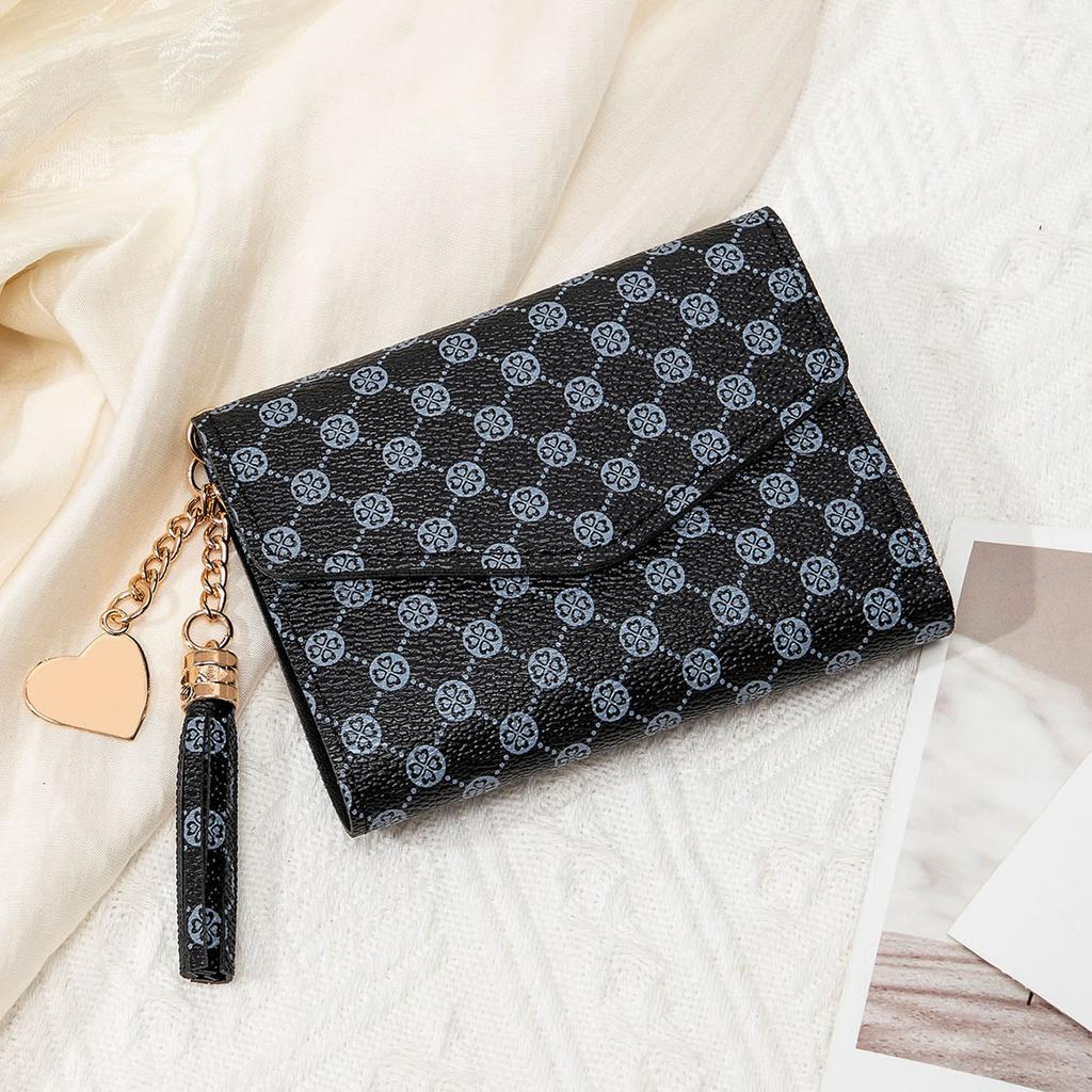 New Women's Chic Retro Card Holder Wallet Fashion Print Multifunctional Short Coin Purse PU Portable Ultra-thin Small Wallet