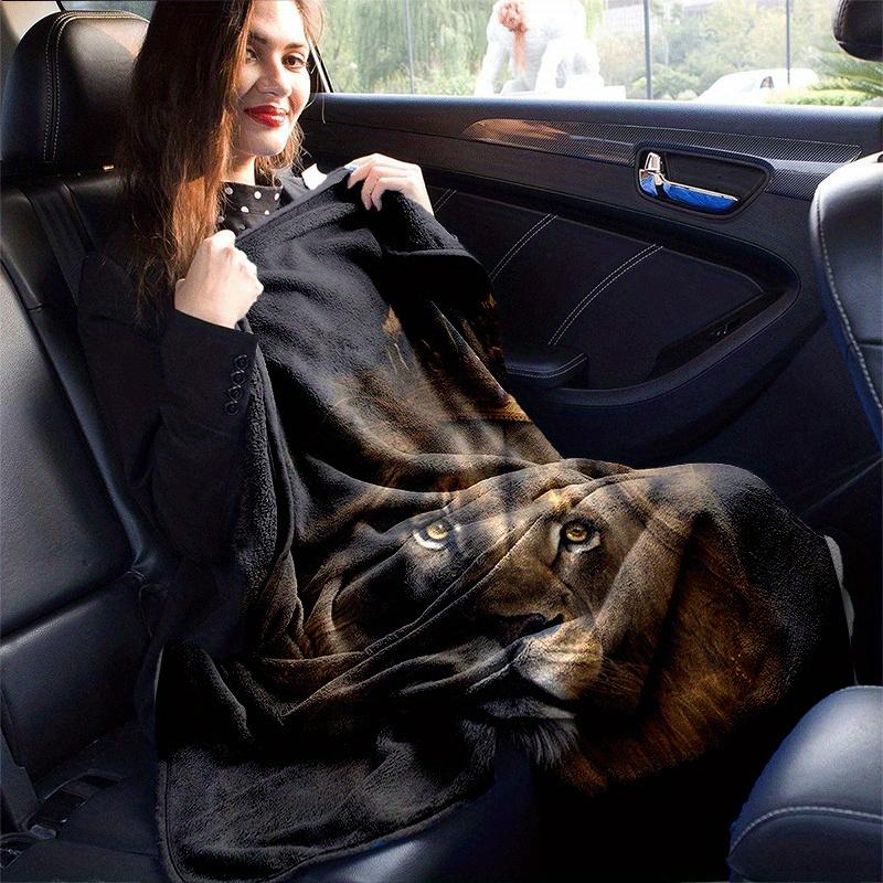 1pc Lion Printing Lightweight Flannel Blanket, Comfortable and Warm Blanket, for Camping Sofa Bed and Couch Office, Gift
