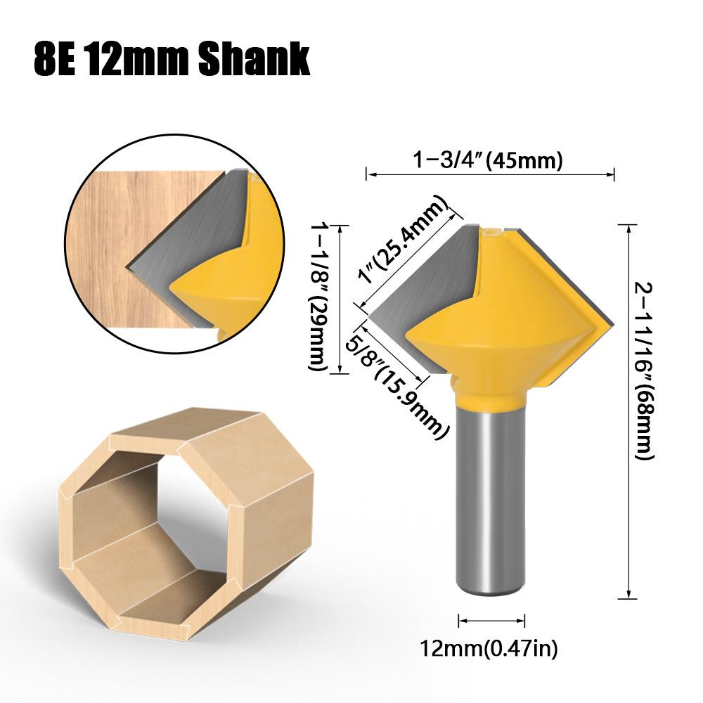 

1/2 Handle 3-piece Set Multilateral Knife Bird s Beak Interface Knife 6 Sides 8 Sides 12 Sides Multi-purpose Knife Tenon Knife Woodworking Router 8-side mortise knife 12 handle
