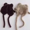 Children's Cute Kitten Ear Muffs Hat - Plush, Knitted, Windproof, and Warm Solid Color Headwear