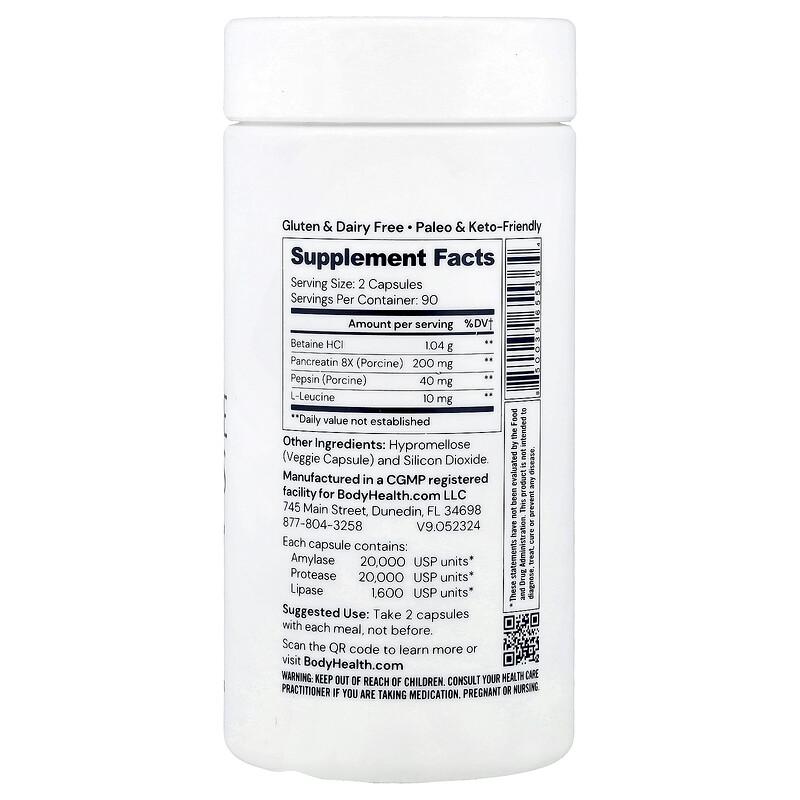 Digestive Enzymes With Betaine, Pancreatin & Pepsin, 180 Capsules