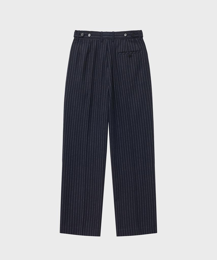NOIRER Classic Wide Straight Slacks (Stripe Navy)