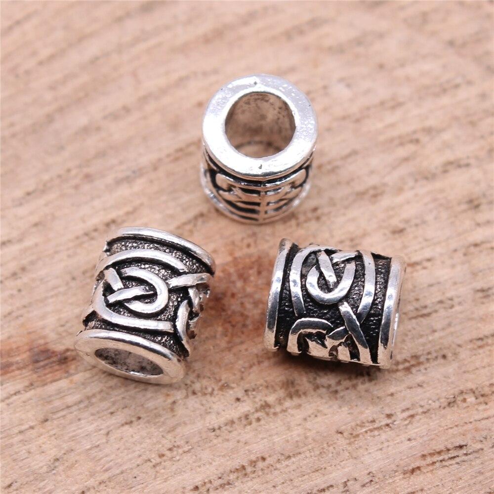 20 bucăți mărgele distanțiere cu gaură mare Breloc telefon Breloc argintiu antic 9X8X8mm