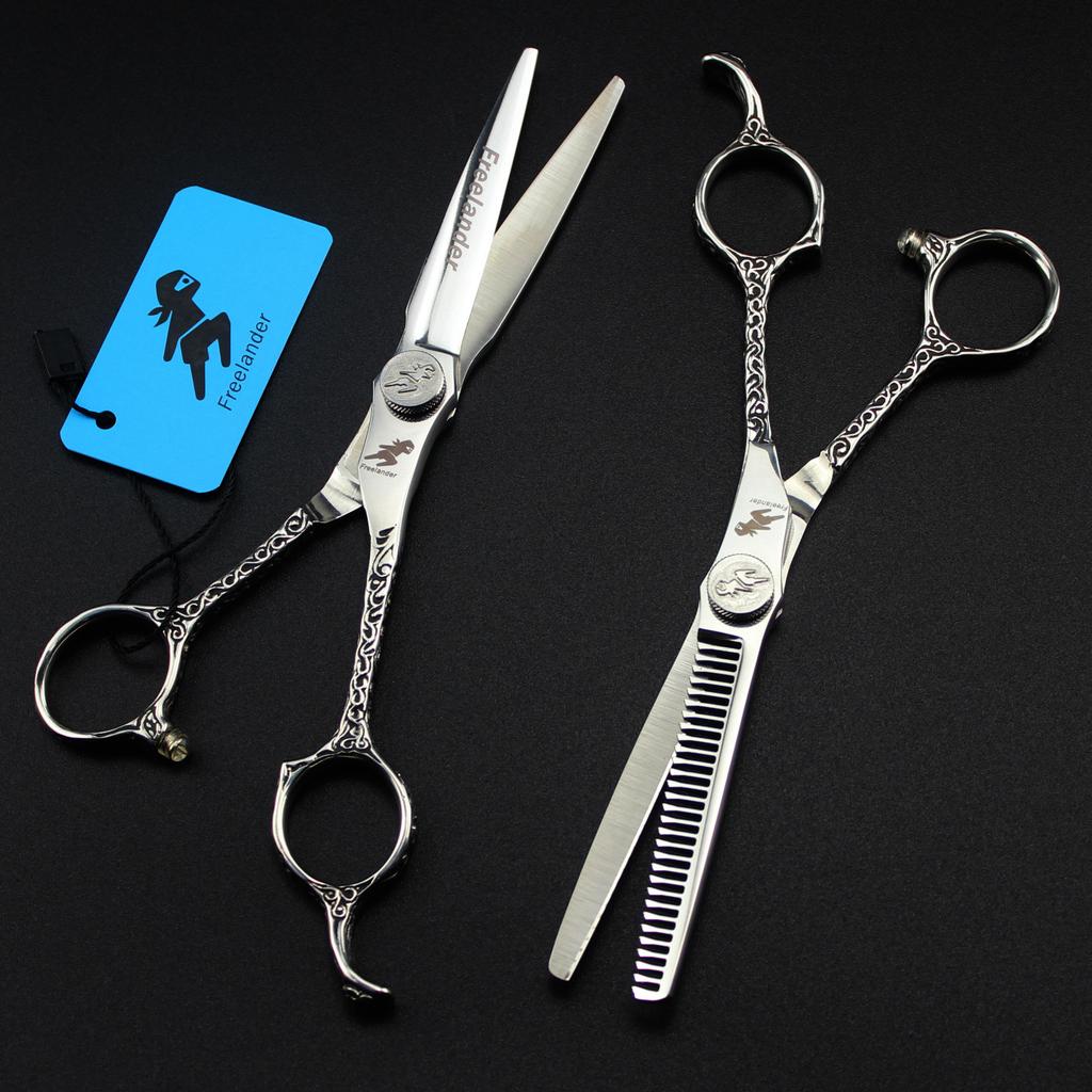 6.0 Inch Zb-01 Freelander 440C Straight Flower Handle, Hair Scissors, Hair Scissors, Tooth Scissors, Thin Scissors