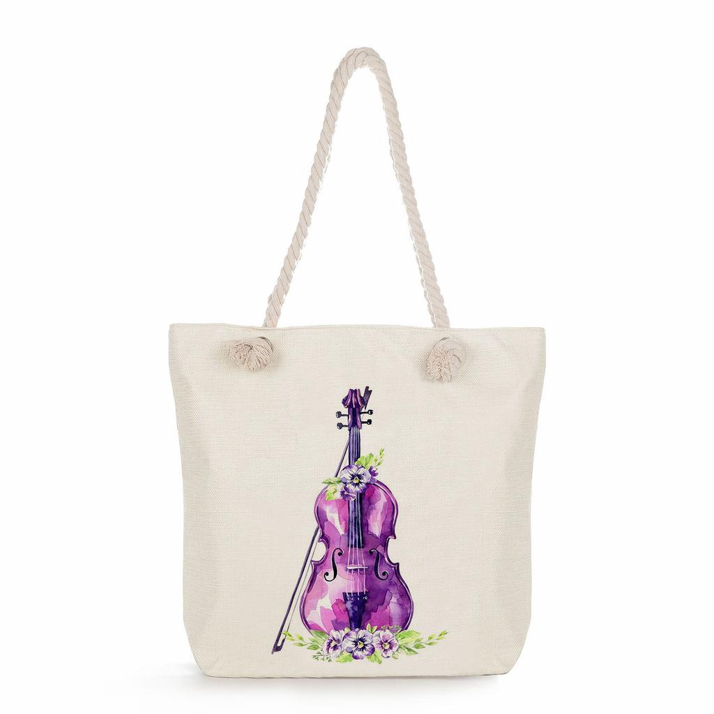 Multifunctional note Printed Thick Rope Shoulder Beach Bag Casual large capacity handbag 7611