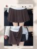 Women's Coffee Pleated A-Line Short Skirt - High-Waist, Slimming, Anti-Exposure Academic Style for Autumn 2025.