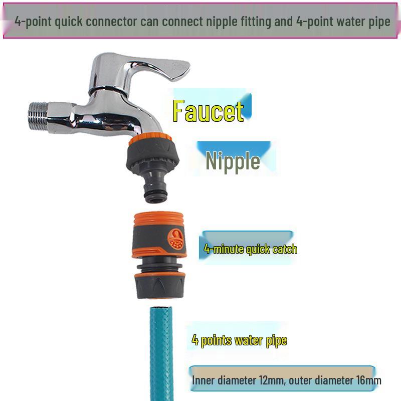 Plastic Overmolded 1/2" Quick Connect Water Hose & Faucet Adapter