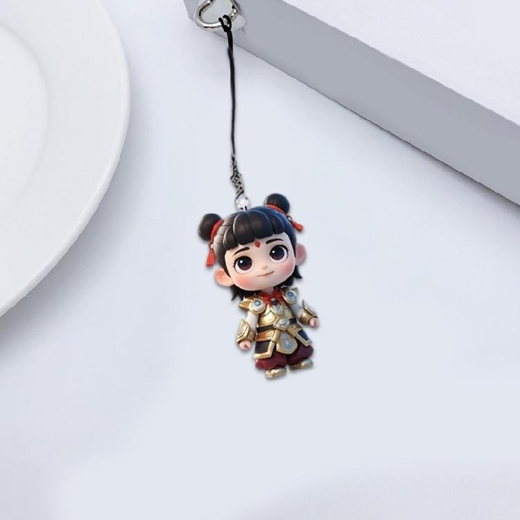Chinese Animated Film Figurine Theme Phone Charm Keychain Nezha Aobing Figurine Keychain Charm for Bag Purse Decoration