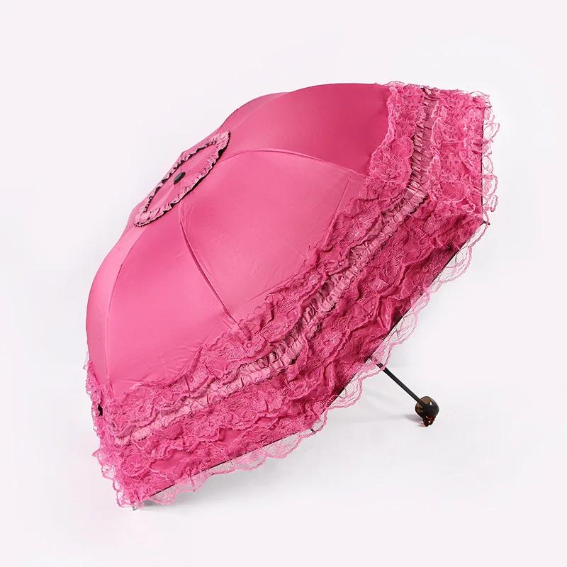 Vintage Lace Parasol Uv Protection Folding Umbrella Stylish Lace Folding Umbrella for Sun Protection Rain Lightweight Portable
