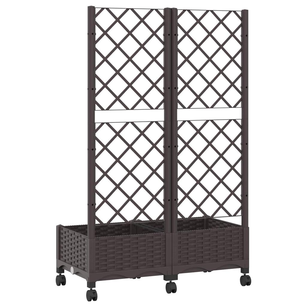 Planter with Trellis and Wheels Brown 80 X 40 X 131.5 Cm PP