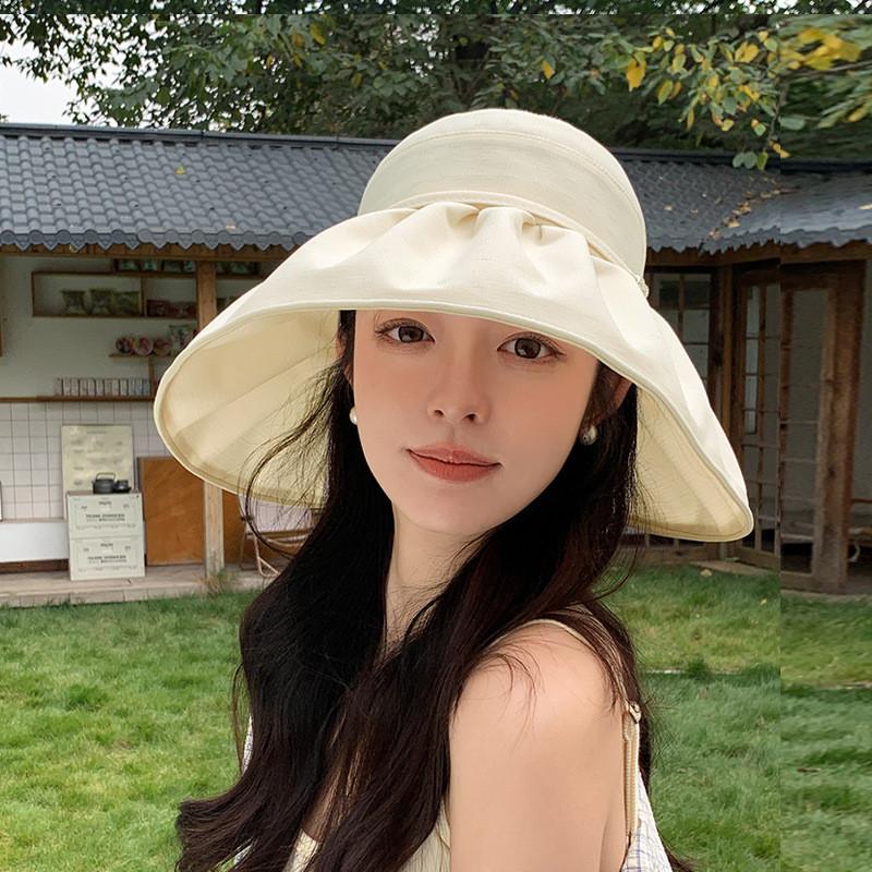 Summer Fashion Bowknot Sun Hat With Wide Brim For Outdoor Sun Protection