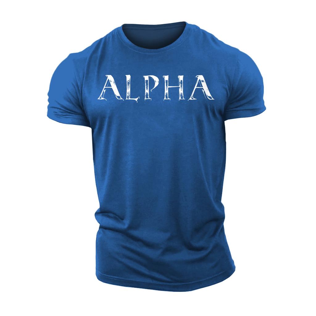 3D Printing Alpha Gym Fitness T-Shirt High Quality Polyester Casual Fashion Men's Short Sleeves Top Muscle Man Tough Guy T-Shirt