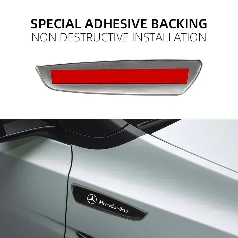 2pcs Metal Emblem Badge Car Fender Side Sticker For Mercedes Benz W203 W204 W205 W210 W211 W212 W221 W222 CLS CLA CLK SLK GLK EQSTU1