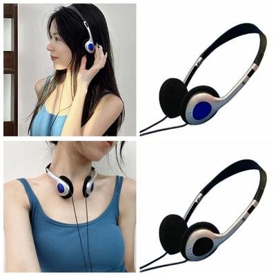 Retractable Headset Metal Wired Earphones Y2k Head Mounted Headphones MP3 Player