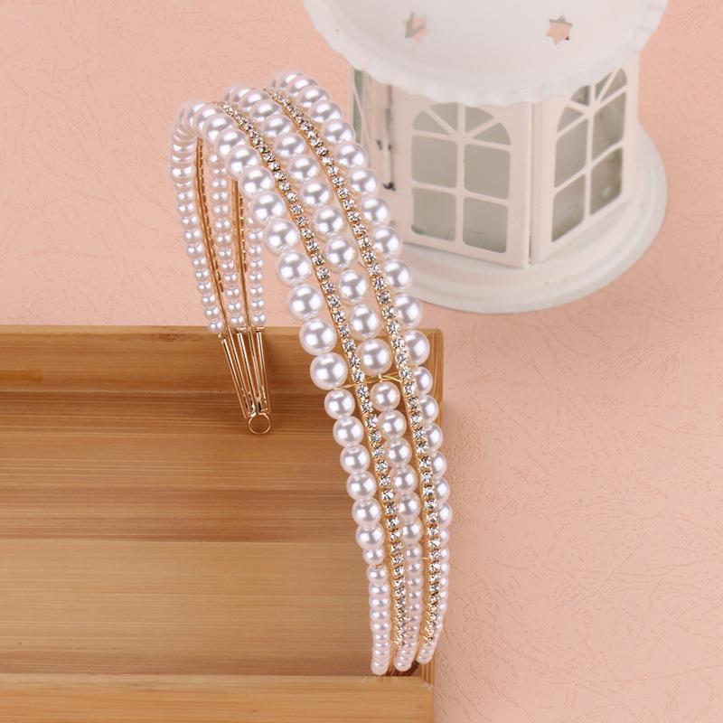 Korean Retro Fairy Bridal Pearl Headband Hair Accessory Veil Clip