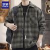 ROMON Men's Casual Plaid Thickened Shirt Jacket