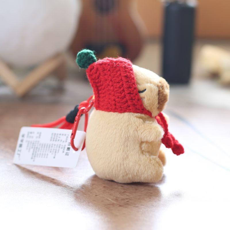 Capybara Pink Plush Keychain Toy With Watermelon Pattern Kid Collectors Doll