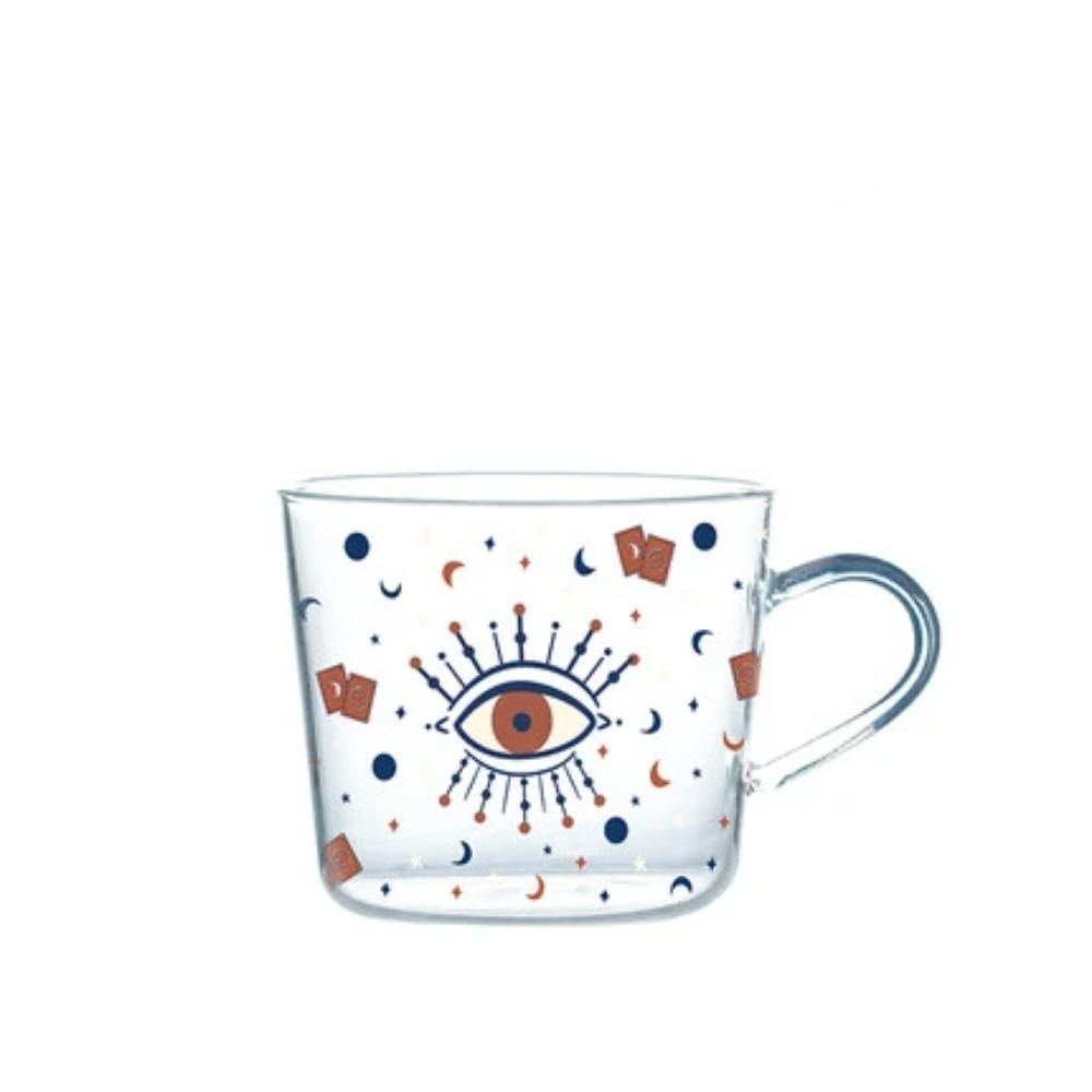 

Walfos 500ml Creative Scale Glass Mug Breakfast Mlik Coffe Cup Household Couple Water Cup Sun Eye Pattern Drinkware 401-500ml